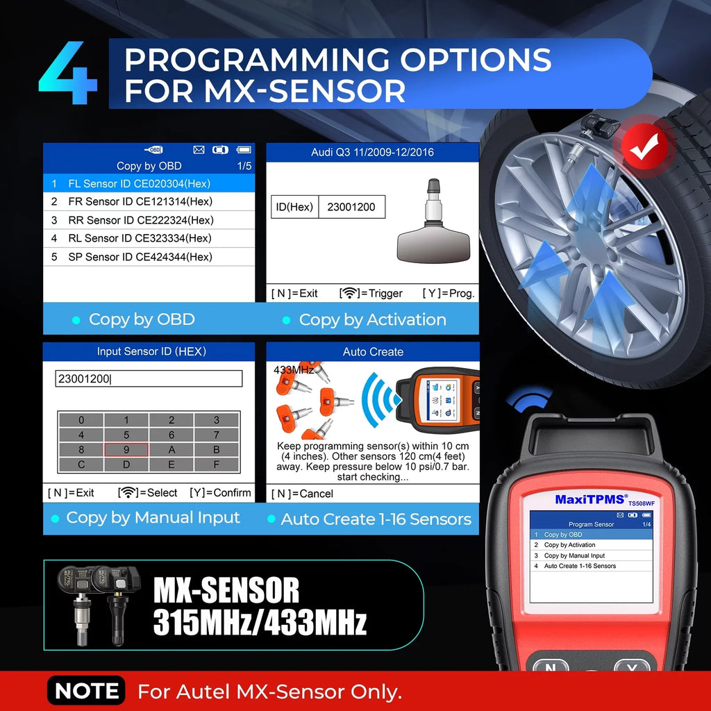 Autel MaxiTPMS TS508WF TPMS Programming Tool Relearn/Activate All Sensors, TPMS Scan Tool Read/Clear DTCs, TPMS Reset Upgraded of TS508 TS408