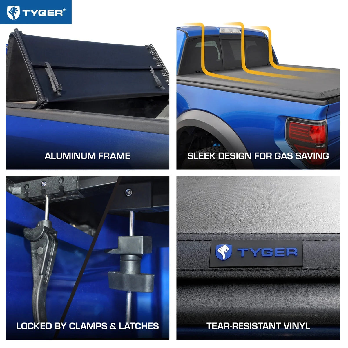Tyger Auto T3 Soft Tri-fold Truck Bed Tonneau wrap appropriate with 2019-2023  Ranger | 6' Bed | TG-BC3F1067 | Vinyl