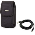 Rugged Durable Canvas Case Holster Metal Belt Clip w Black Durable Braided 10ft Long Type-C Cable Rapid Charger Sync USB Wire Y4P for Nokia 3.1 Plus - OnePlus 5T, 6, 6T, 7 Pro -  Phone 2
