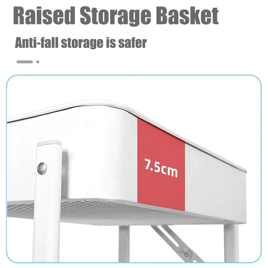 Utility Cart 3 Tier Rolling Cart With Wheels, Craft Storage Foldable Metal Utility Rolling Cart Shelves Folding Mobile Multi-Function Storage Organizer Cart for Home Library Office