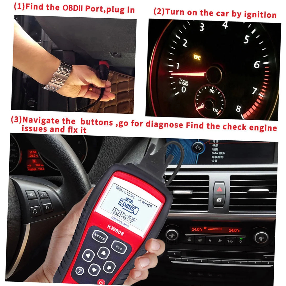 KONNWEI Detection Scanner,Decoder Kw808 Cars Code And / Eobd Code And Auto Kw808 Owsoo Kw808 Scanner Eryue Obdii/eobd Owsoo Kw808 Specific Kw808 Specific Codes