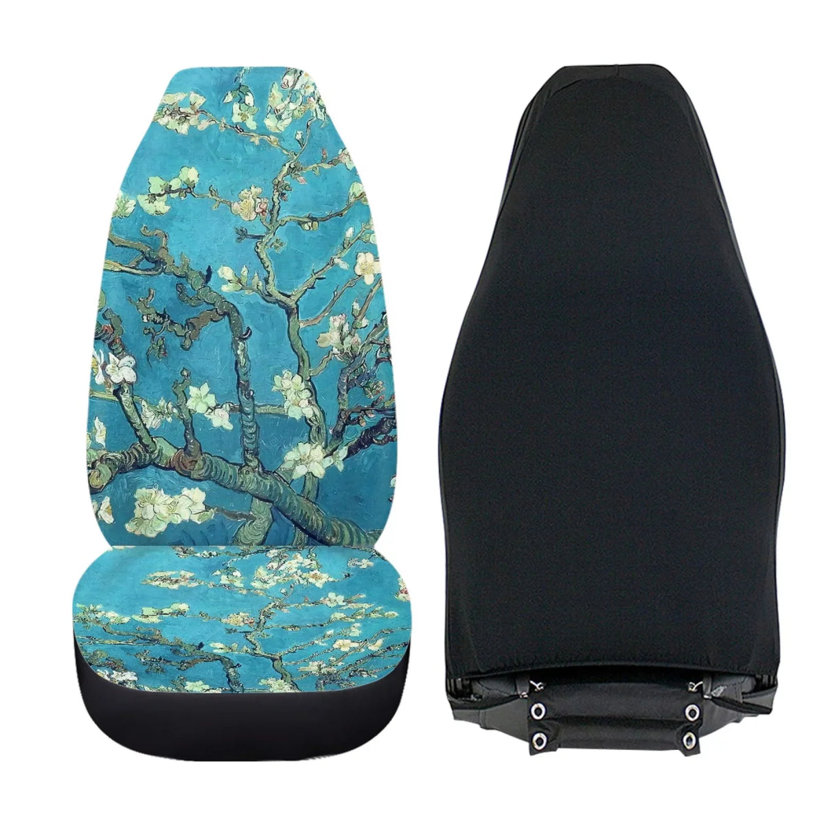 Xoenoiee Car Seat protector Plum Blossoms Print Polyester Vehicle Bucket Seat wrap 2 Pack Set Front Seat Covers for Most Cars SUV Sedan Pickup Truck, Easy to Install