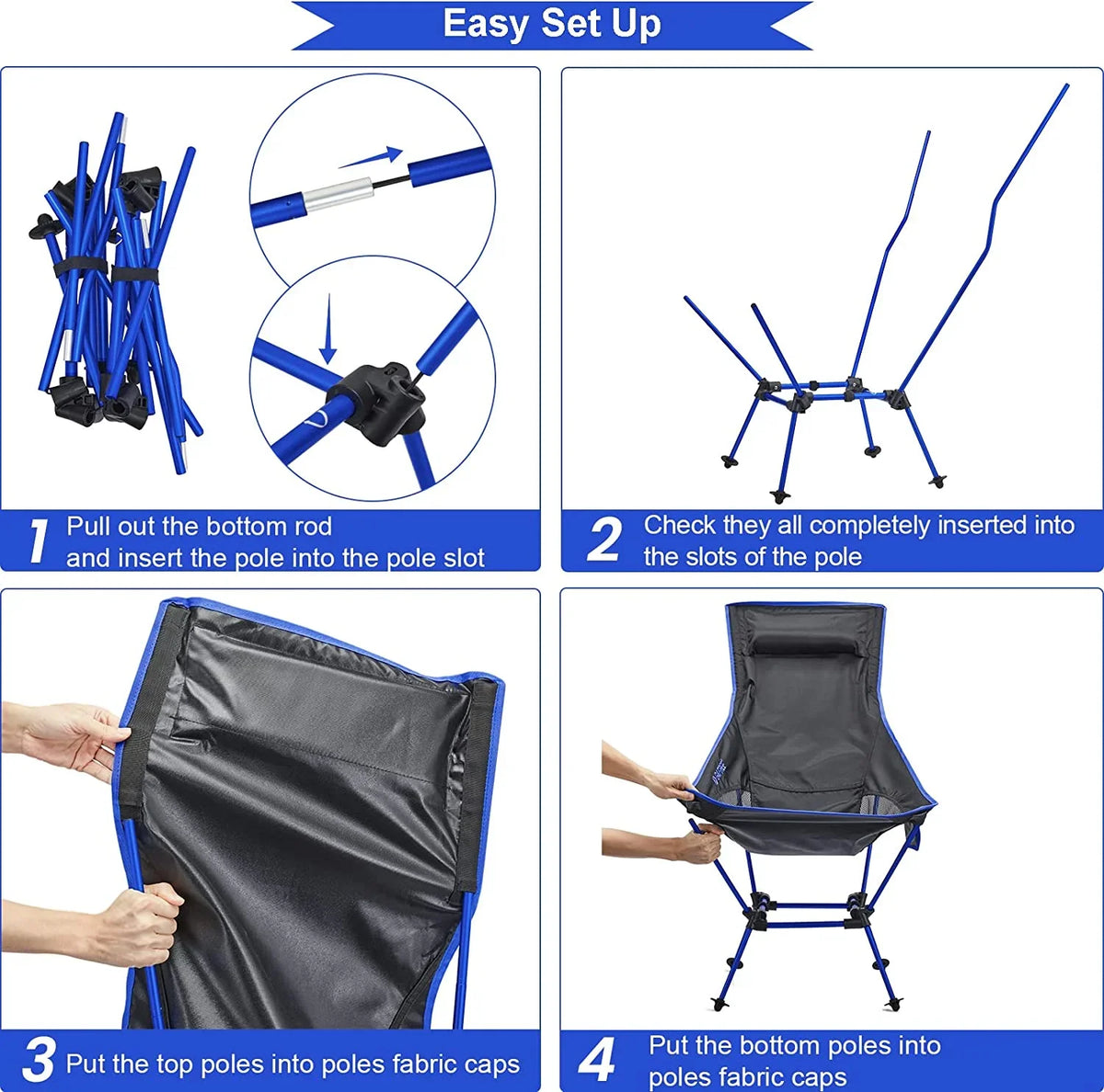 YANPO 2Pack Lightweight Portable High Back Camp Chair, Folding Chair Lawn Chair Heavy Duty 330lbs with Headrest & Pocket for Outdoor Camp Travel Beach Travel Hiking