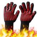 CACAGOO Barbecue Gloves with Silicone -slip Stripe Heat Proof Oven Gloves 500~800℃ Heat protected Grill Gloves for Outdoor Barbecue Garden Grilling Kitchen Cooking Welding