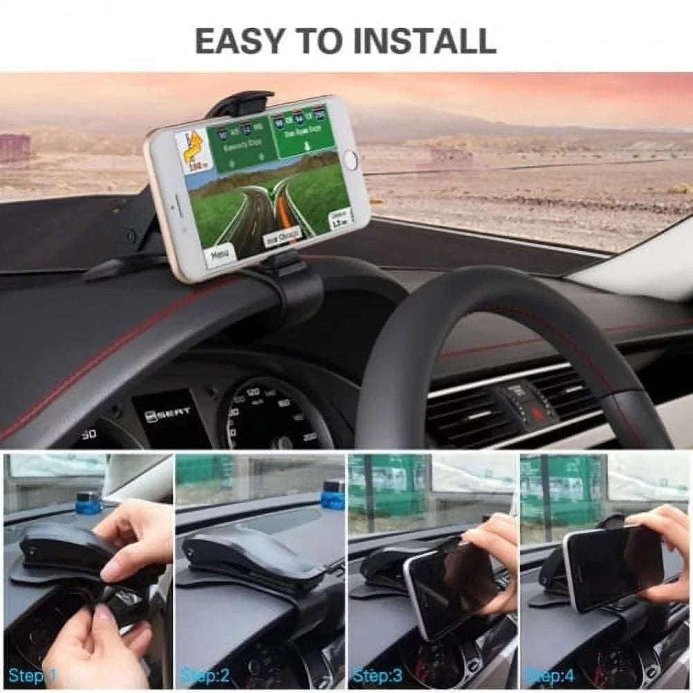 Non-Slip Dash Car Mount w Coiled Micro-USB Charger for  Galaxy Grand Prime Express Prime, J7 Perx, S7 Edge S6 Edge+ Edge Active S5 Active, Note 5 4 3 Mega 2, J5 J3 Emerge, Halo Amp 2