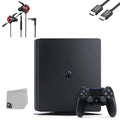 PlayStation 4 Slim 500GB Black Gaming Console + Gaming Earbuds With Microphone BOLT AXTION Bundle Used