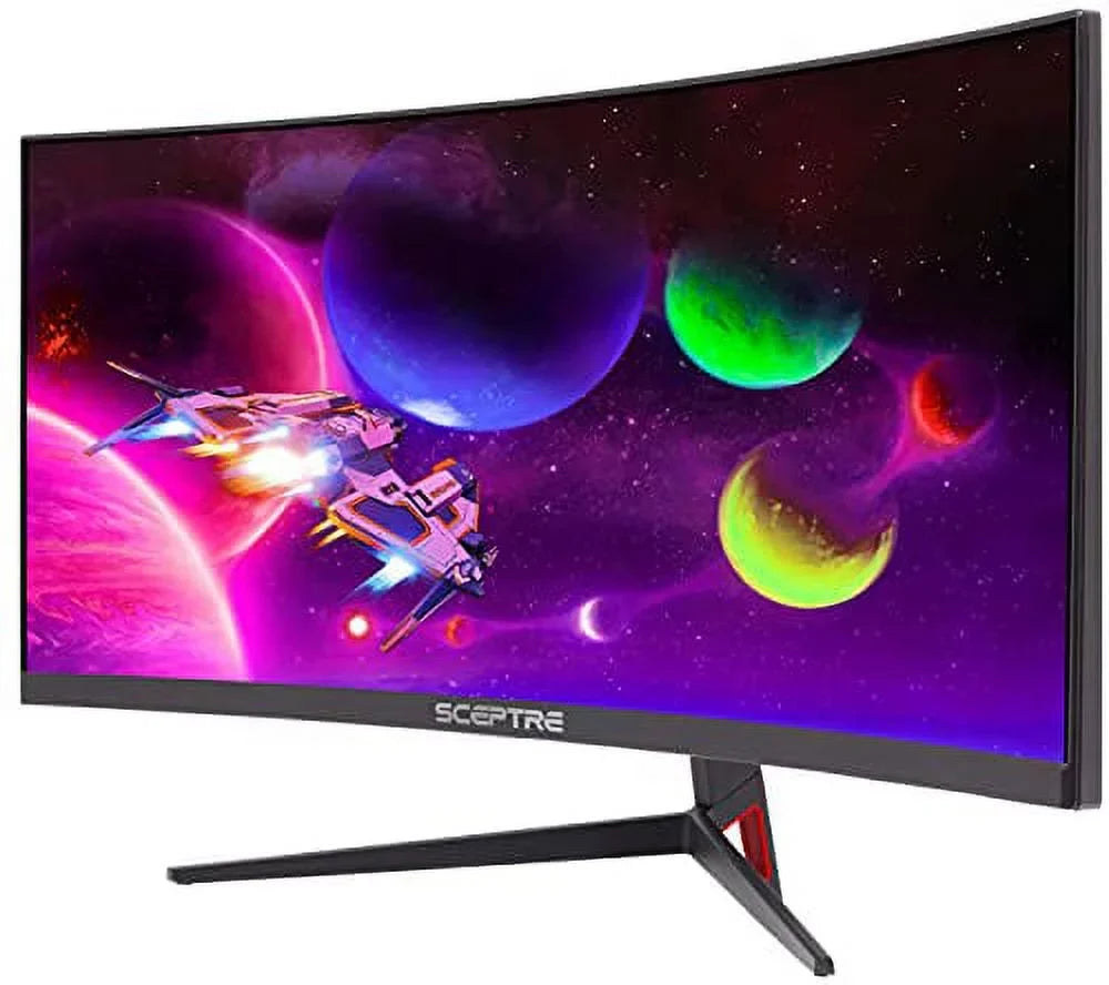 Sceptre 30-inch Curved Gaming Monitor 21:9 2560x1080 Ultra Wide Ultra Slim HDMI DisplayPort up to 200Hz Build-in Speakers, Metal Black (C305B-200UN1)