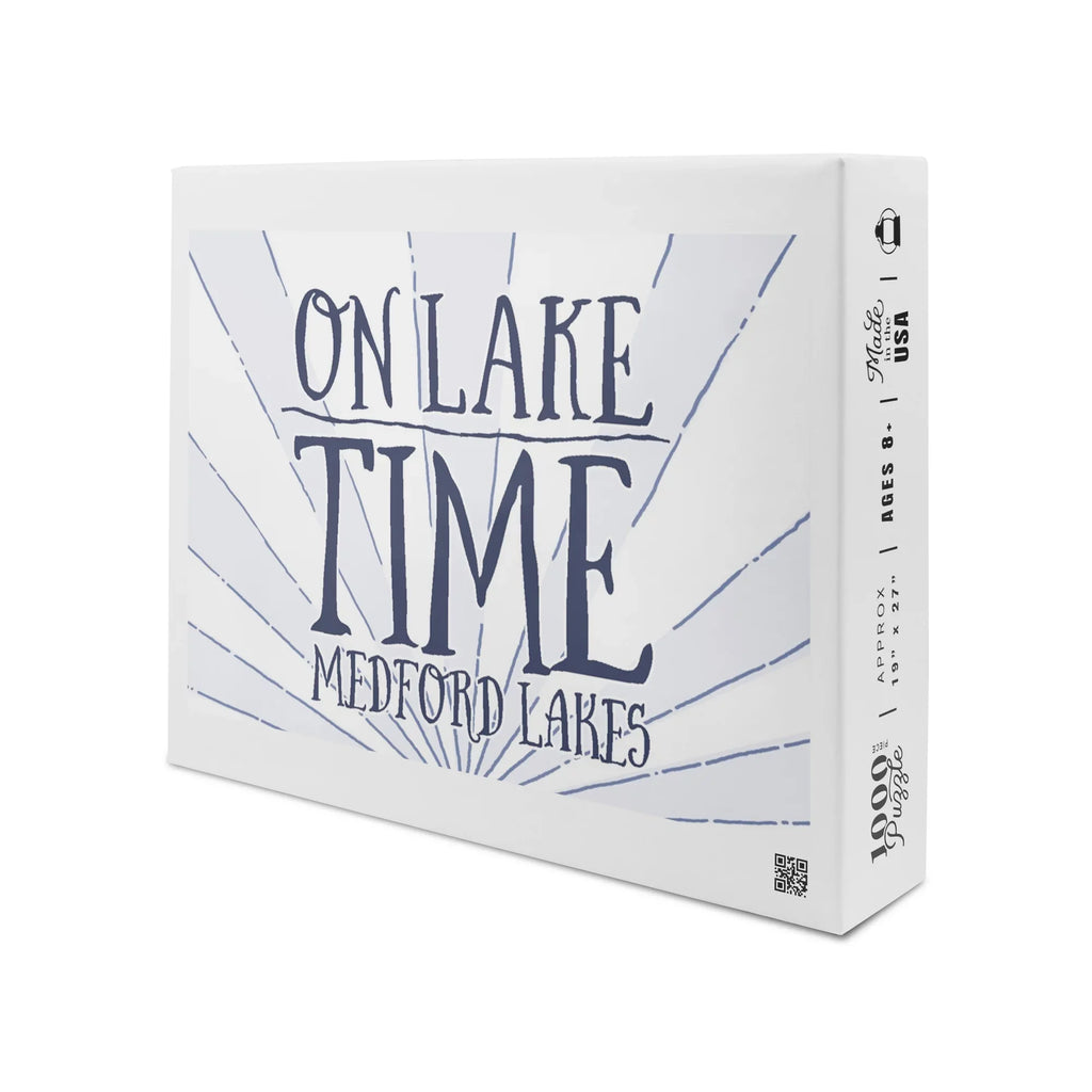 Medford Lakes, New Jersey, On Lake Time (Blue Sunburst) (1000 Piece Puzzle, Size 19x27, Challenging Jigsaw Puzzle for Adults and Family, Made in USA)