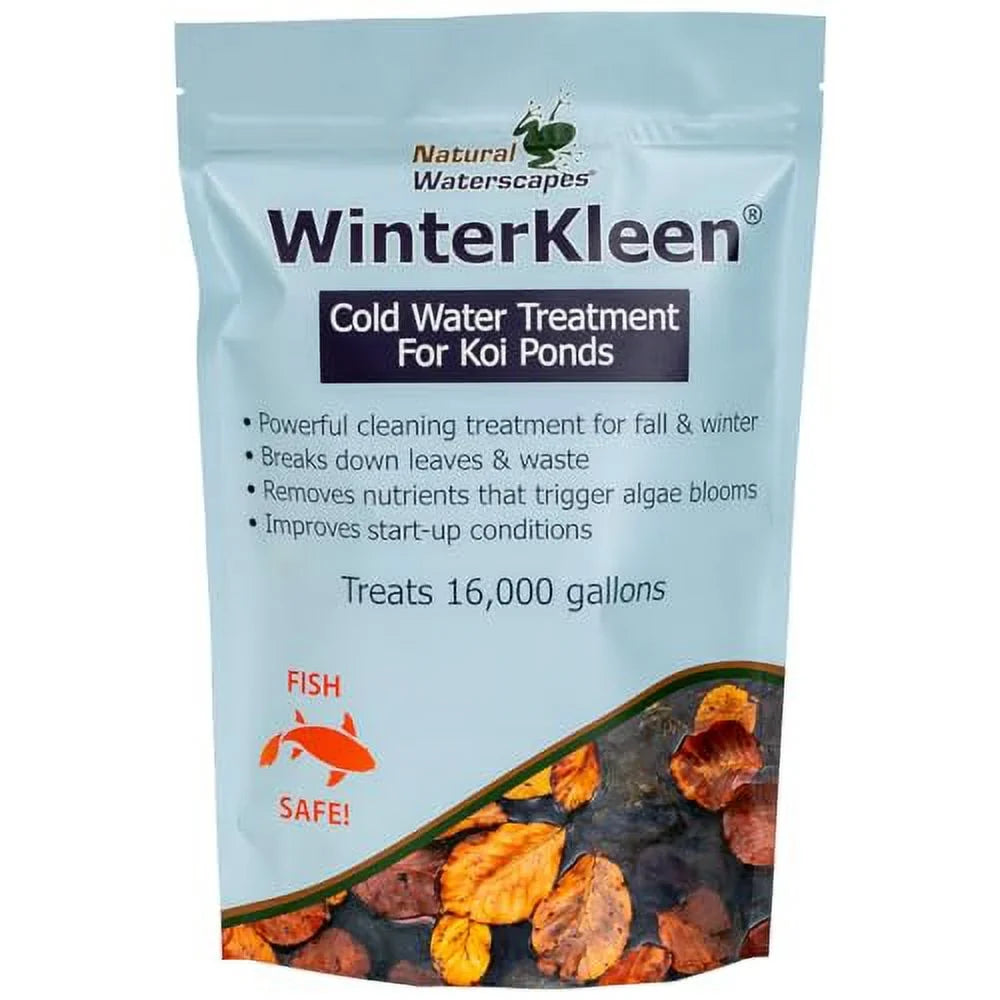 WinterKleen Fall & Winter Bacteria for Ponds | Koi Pond Winterizer, Leaf Digester, Natural Cleaner - Powerful Concentrated Enzymes and Microbes Clean Pond liquid