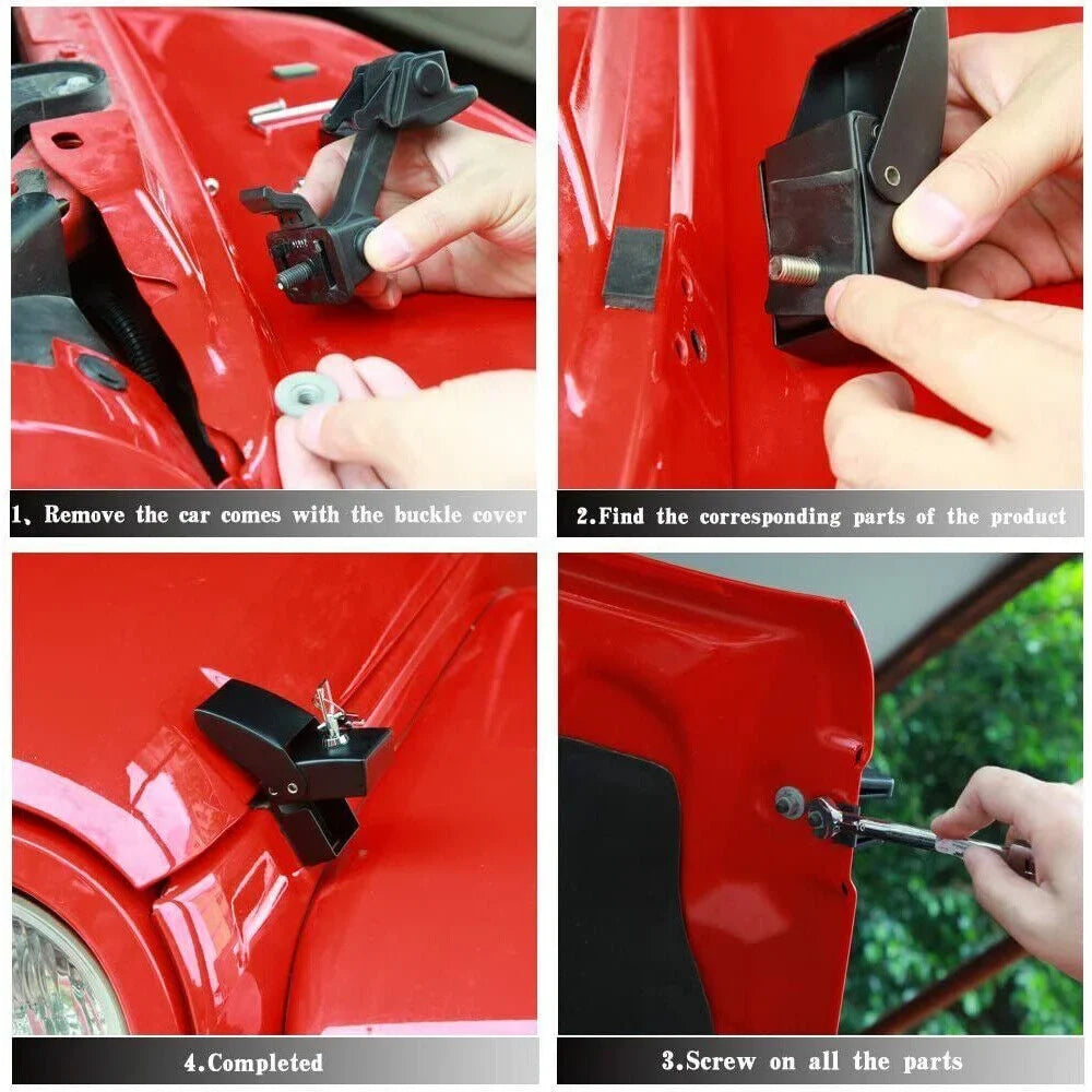 Jahy2Tech Locking Hood Latch Pins Kit for Jeep Wrangler JK JKU - Strong & Stylish - Easy Installation - High-superior Materials