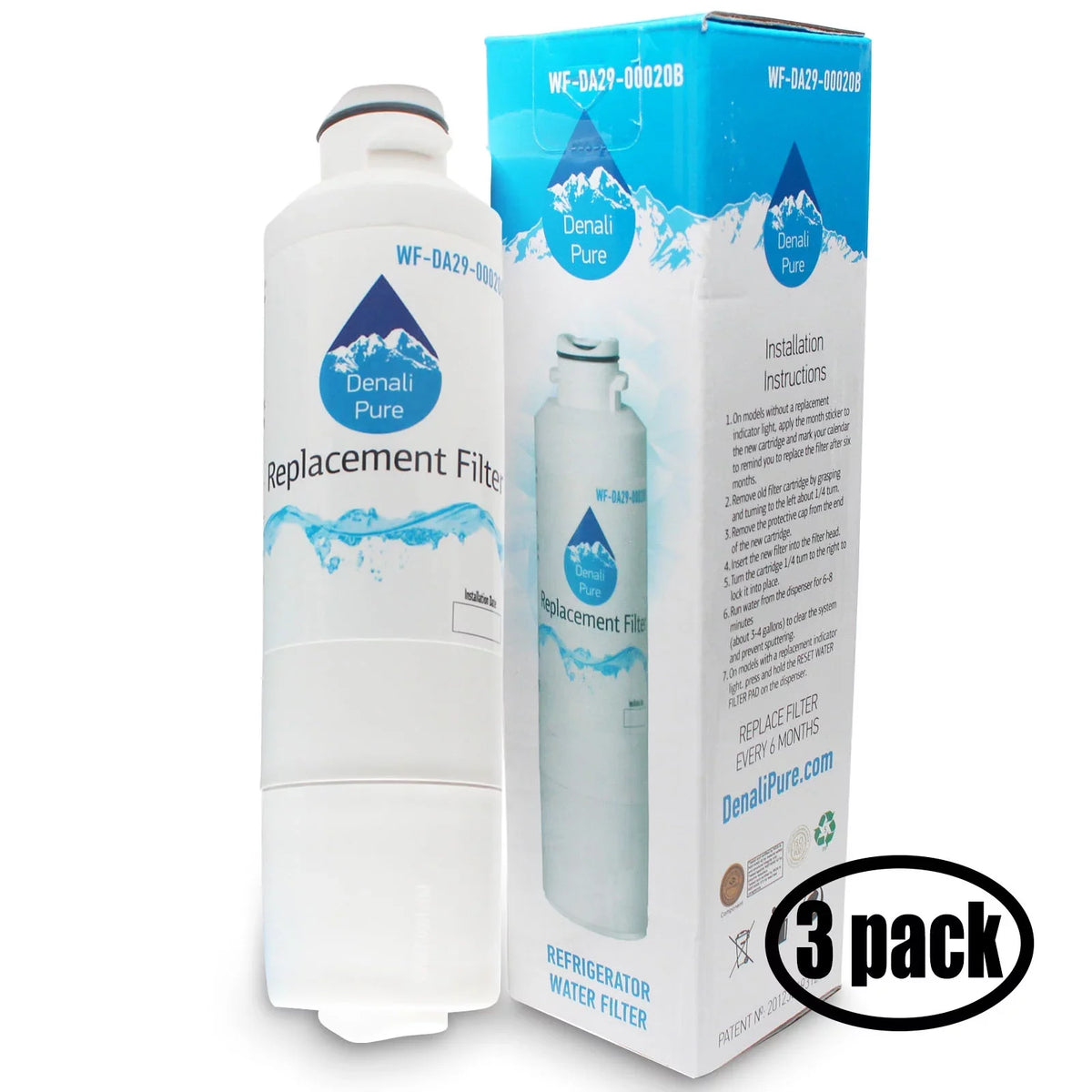 3-Pack appropriate with  RS265TDWP Refrigerator aqua Filter - matching with  DA29-00020B, DA29-00020A, HAF-CIN Fridge moisture Filter Cartridge