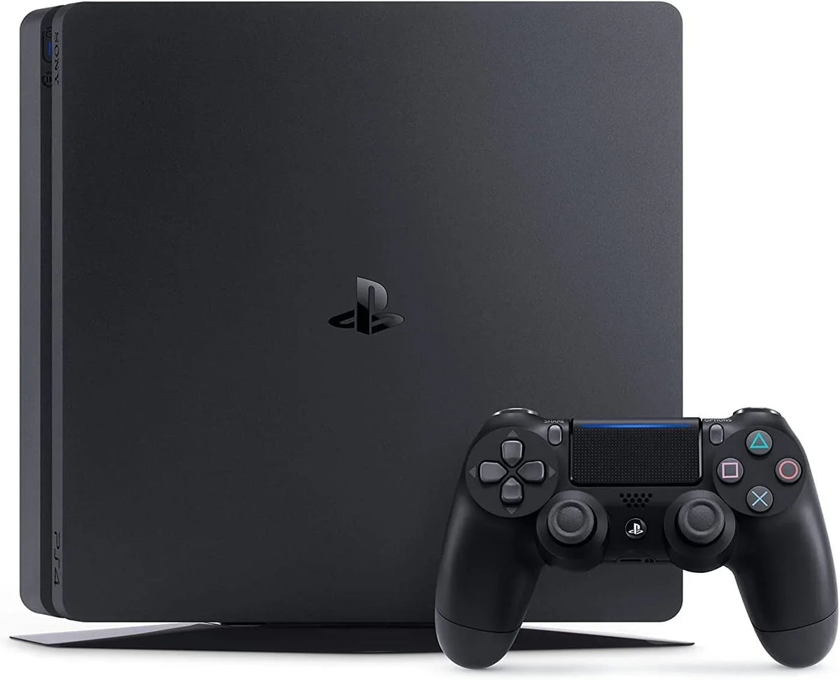 PlayStation 4 Slim 500GB Black Gaming Console + Gaming Earbuds With Microphone BOLT AXTION Bundle Used