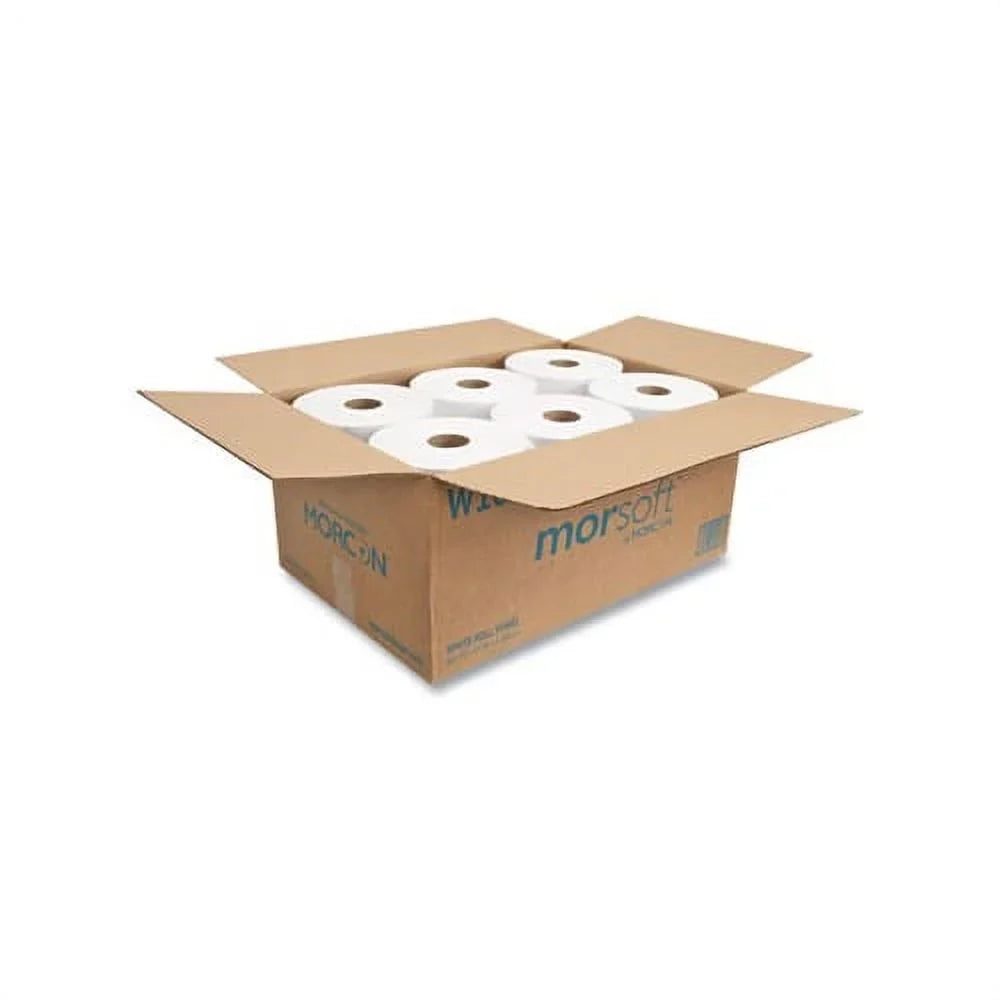 MORCON TISSUE 10 Inch Roll Towels 1-Ply, 10" x 800 ft, White, 6 Rolls/Carton
