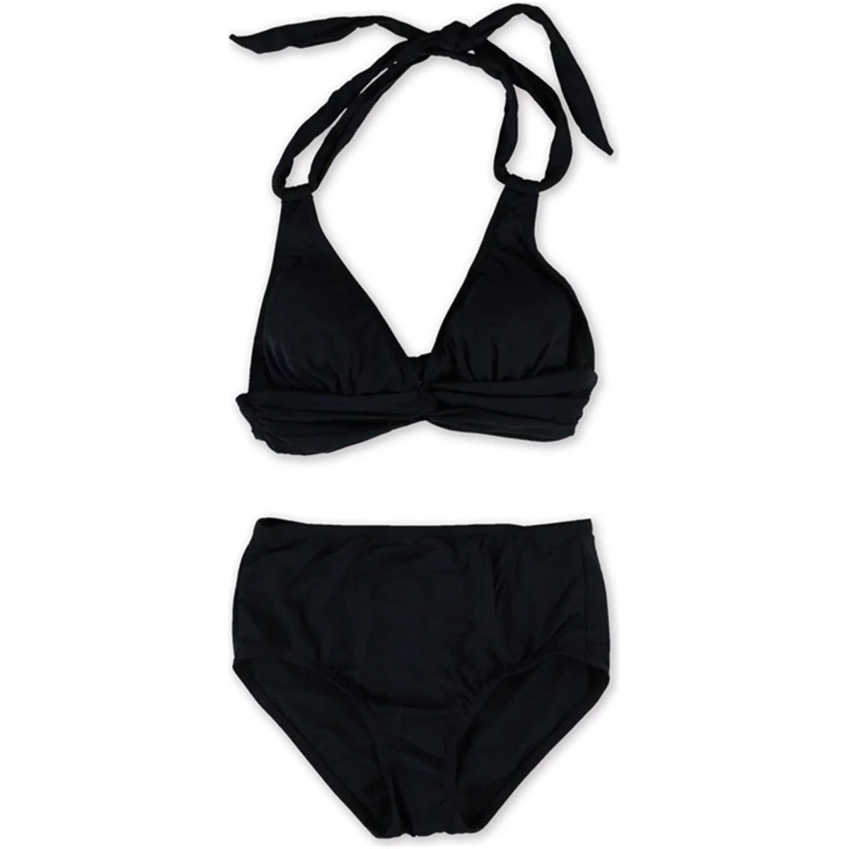 Anne Cole Womens Halter Twist Brief 2 Piece Bikini, Black, X-Small