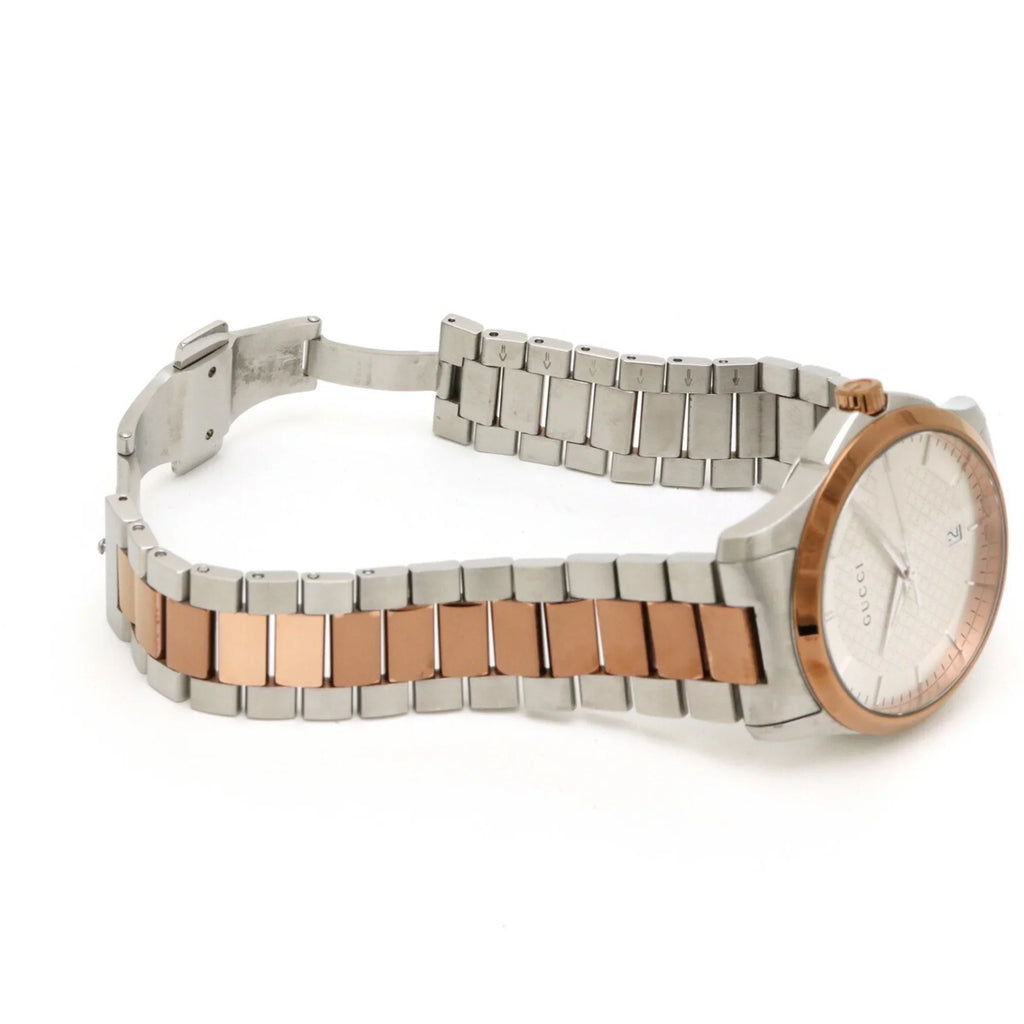 Pre-Owned GUCCI G Timeless Collection Date SS PGPVD Silver Dial Men's Quartz Watch YA126447 126.4 (Good)
