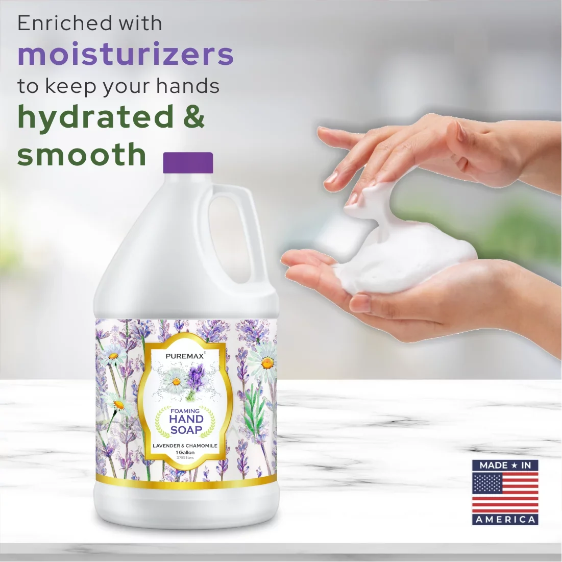 Puremax Foaming Hand Soap Lavender Refills with Essential Oils | Gentle, Moisturizing  128 fl oz