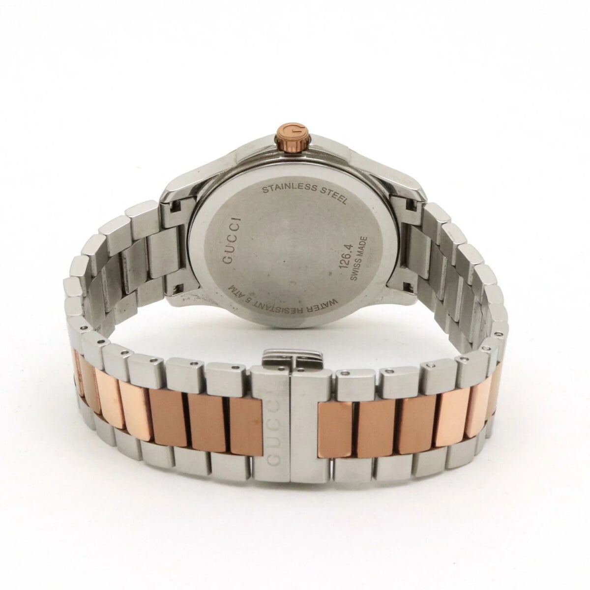 Pre-Owned GUCCI G Timeless Collection Date SS PGPVD Silver Dial Men's Quartz Watch YA126447 126.4 (Good)