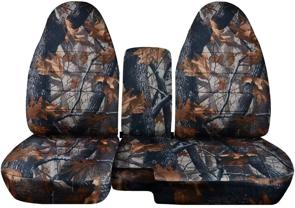 T38-Designcovers Fits 2004-2012  Ranger/Mazda B-Series Camouflage Truck Seat Covers(60/40 Split Bench)w Center Console/Armrest:Opening Console:Gray Tree