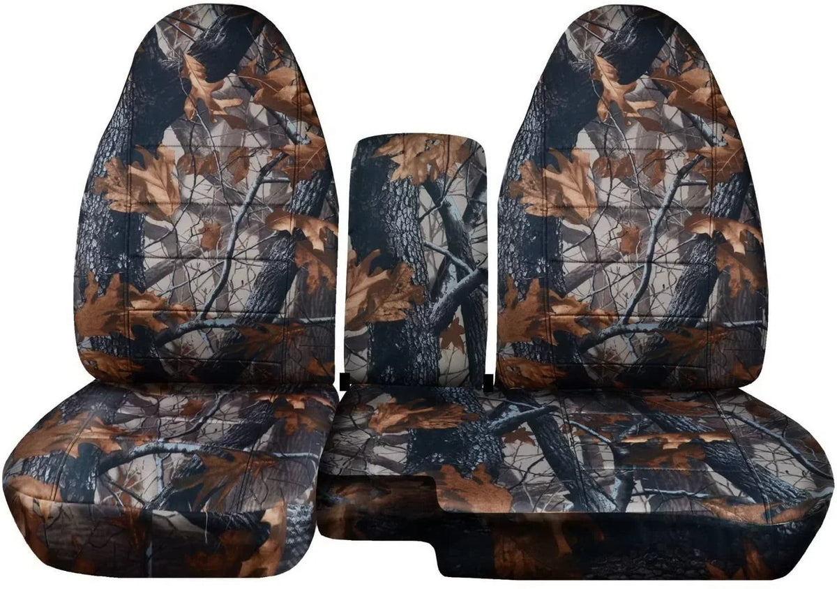 T38-Designcovers Fits 2004-2012  Ranger/Mazda B-Series Camouflage Truck Seat Covers(60/40 Split Bench)w Center Console/Armrest:Opening Console:Gray Tree