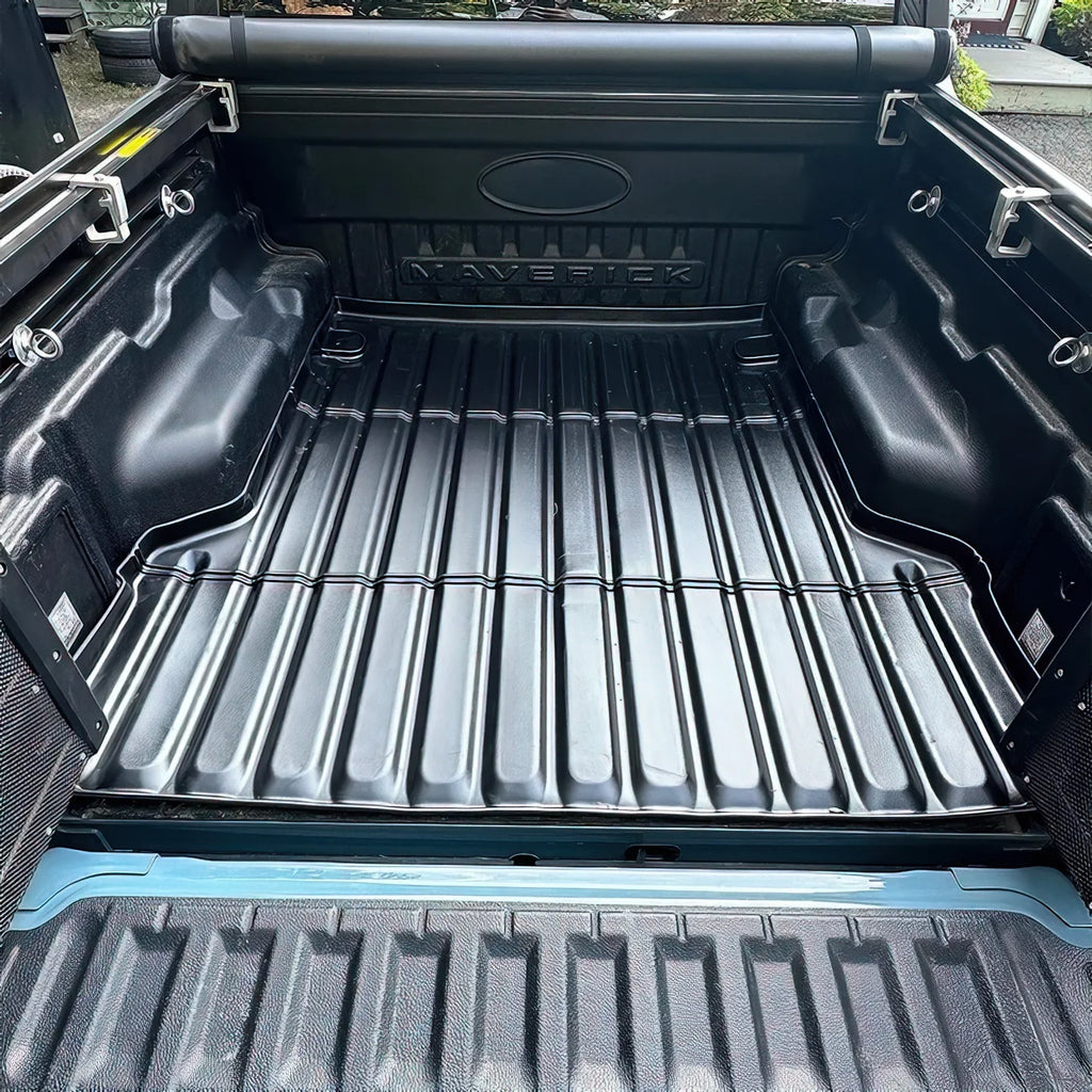 Ikon Motorsports Truck Bed Mat matching With 2022-2024  Maverick, Black Rear Storage Floor Liner TPE Pickup Cargo Guard All elements 3D Heavy Duty Trunk Flooring Protector wrap