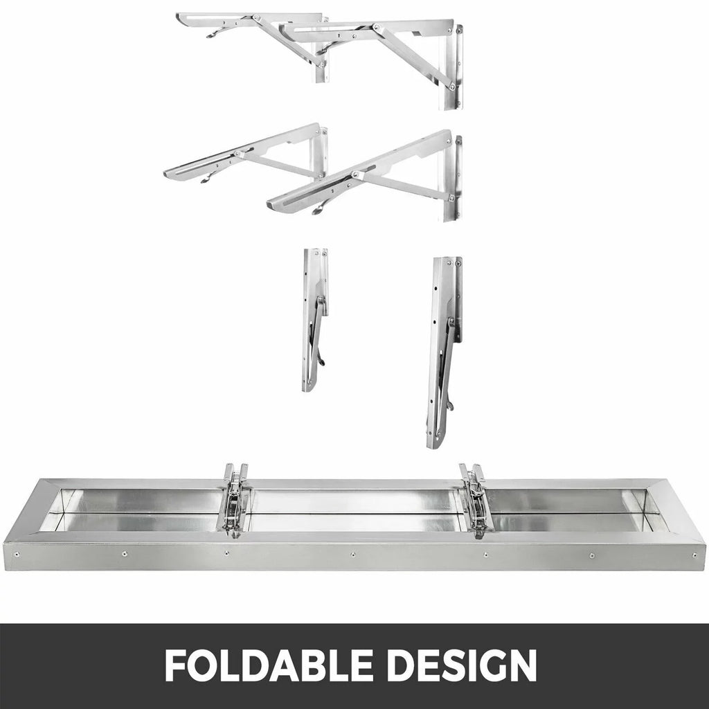 VEVOR Concession Shelf 48L x 12W inch Stainless Steel Drop Down Folding Serving Food Shelf Stand Serving for Concession Trailer Serving Window