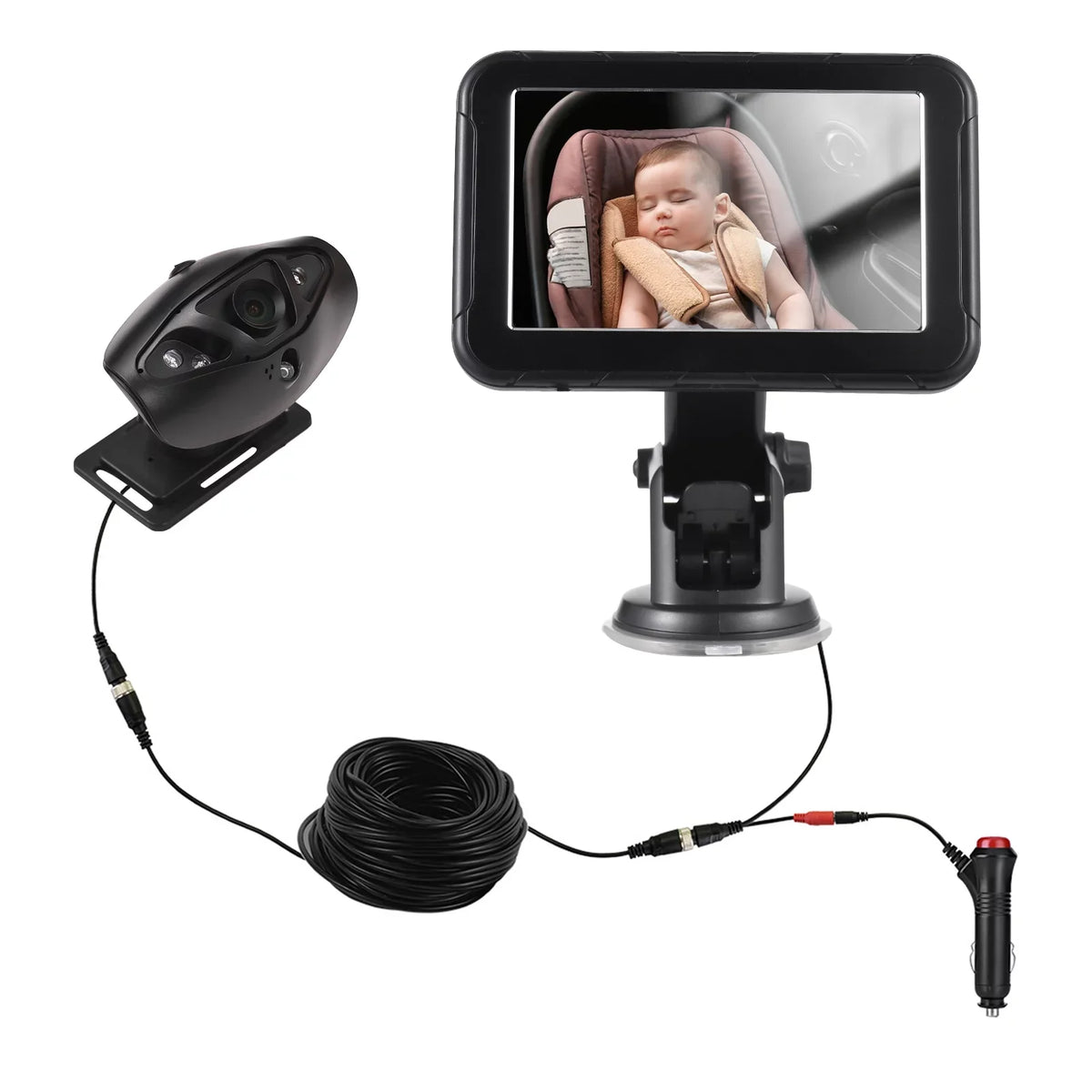 Pinnaco Baby Car High Resolution Camera Invigilator 5 Inch Mirror Display Night Vision 150° Wide View