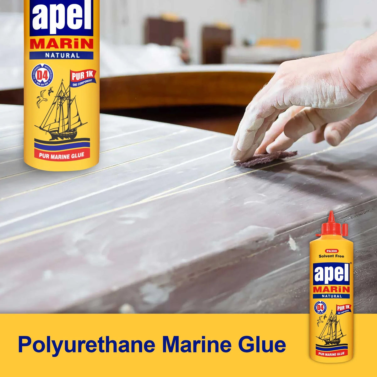 Bottle Marine Glue For Boats and RVs Natural PU Adhesive for Above and Below the Waterline (1 Pack). Waterproof Polyurethane Glue 16 oz