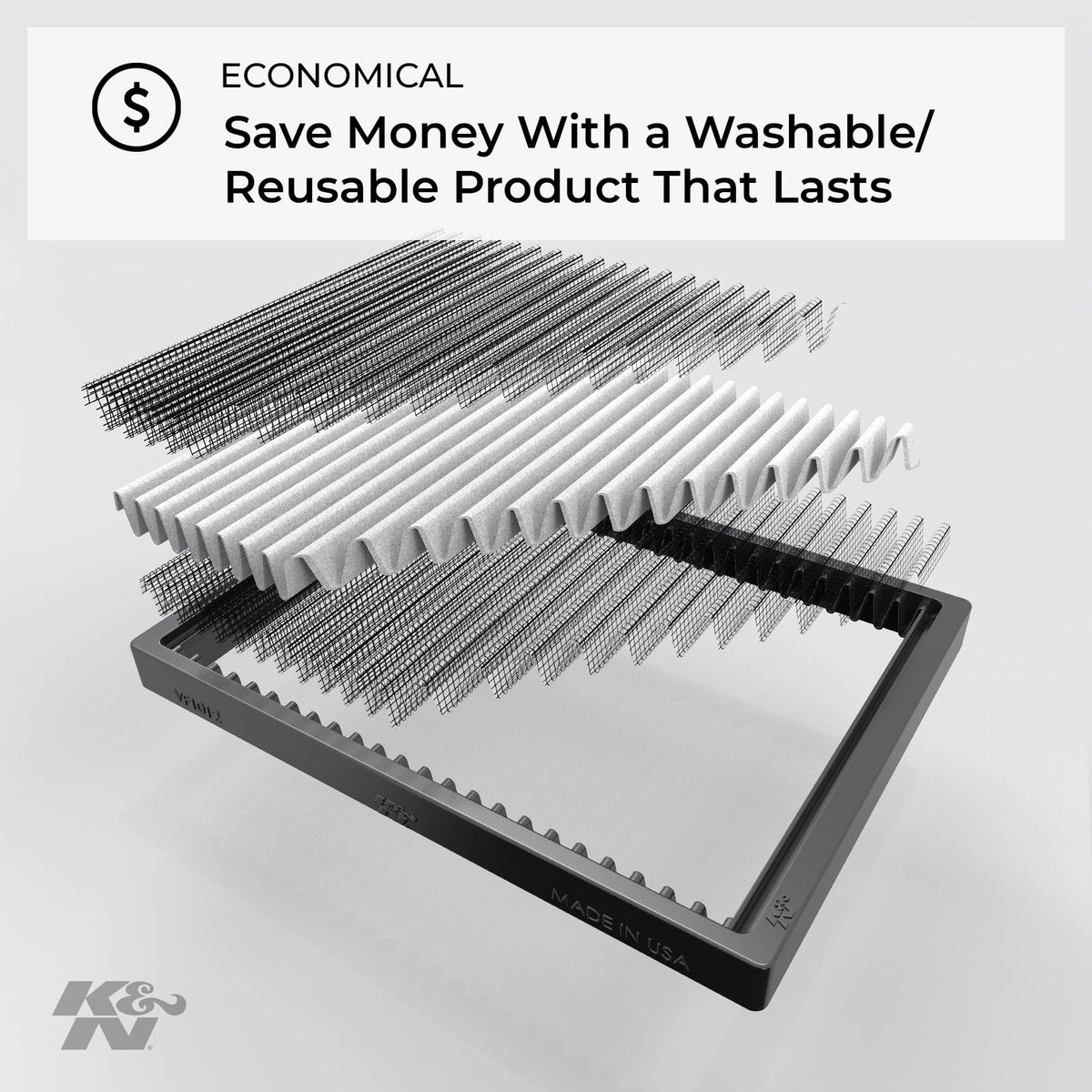 K&N Cabin Air Filter: Washable and Reusable: Designed For Select 2010-2015 Chevy Camaro Vehicle Models, VF3017