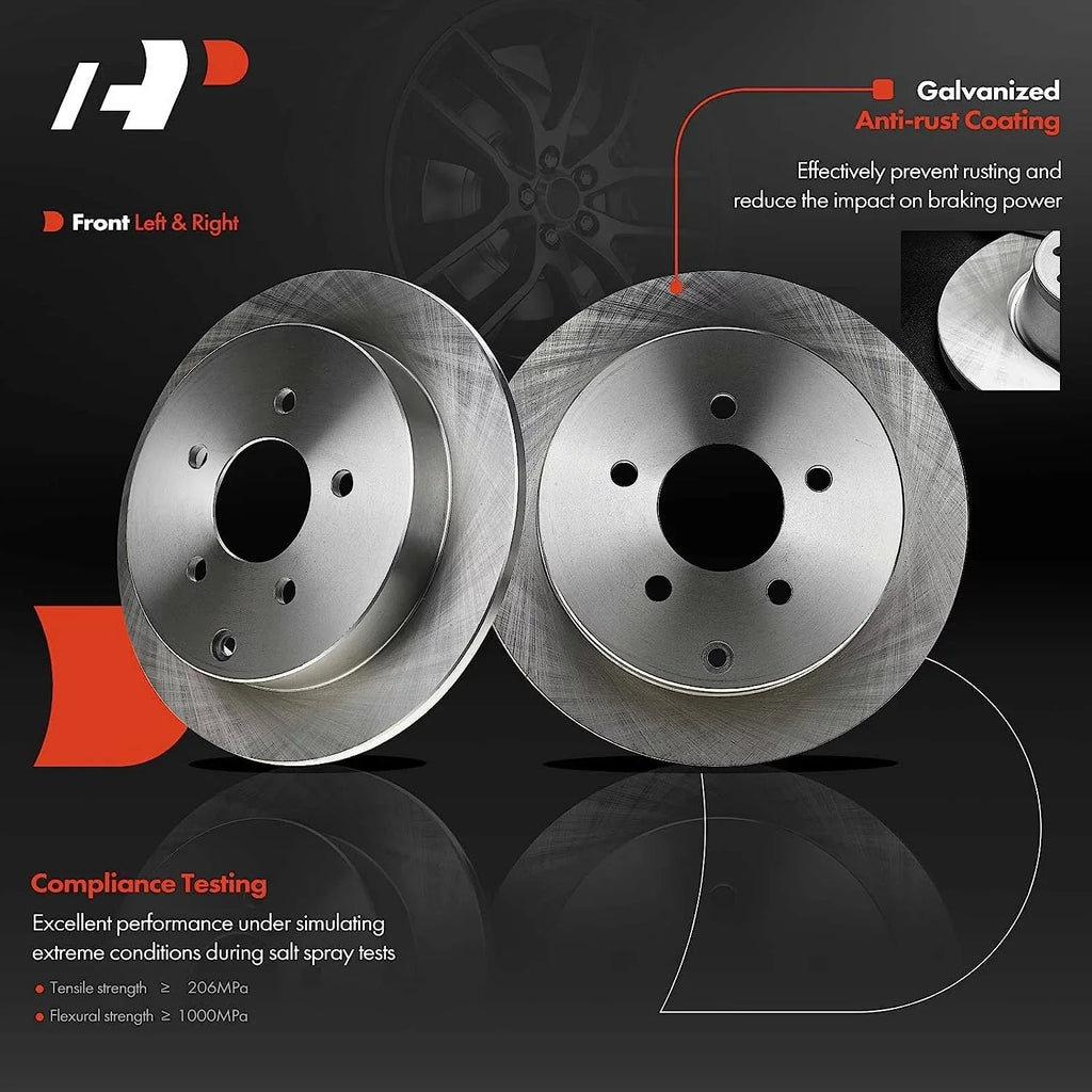 A-Premium 11.48 inch(292 mm) Rear Solid Disc Brake Rotors + Ceramic Pads Kit appropriate with Select Nissan Models - Altima 2002-2020, Juke 2011-2017, Maxima 2004-2008, Sentra 2007-2019, 6-PC Set