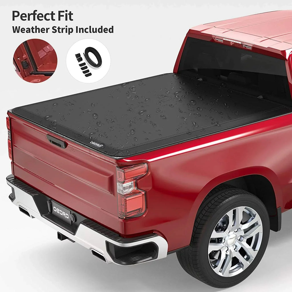 Ledkingdomus 5.5ft Soft 4 Fold Truck Bed Tonneau protector for 14-21  Tundra w/ Deck Rail System
