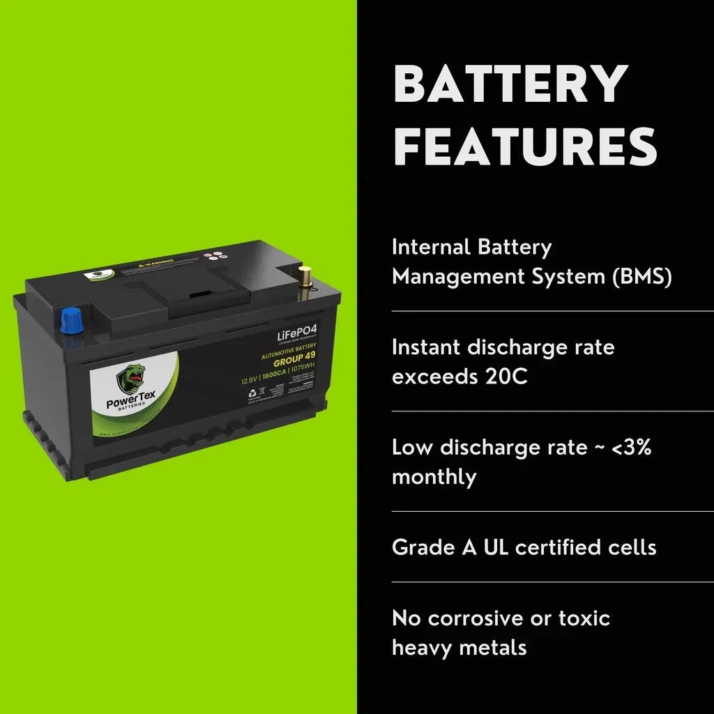 2016  535i Car Battery BCI Group 49 / H8 Replacement Lithium LiFePO4 Automotive Battery