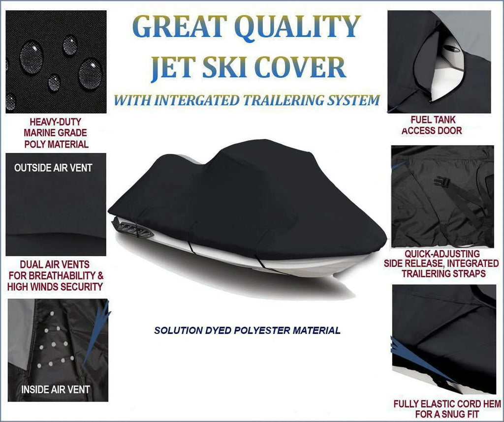 BLACK 600 DENIER JetSki protector appropriate for Kawasaki STX-15F 2003-2020 Jet Ski protector PWC Covers