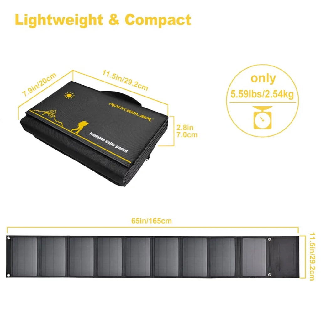 ROCKSOLAR 60W 12V Foldable Solar Panel, Portable USB Solar Battery Charger