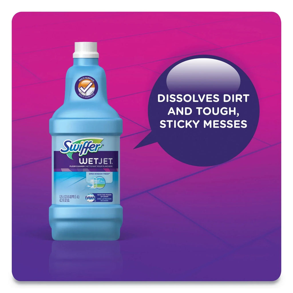 Multi-Purpose Floor Cleaner Refill with Open Window Fresh Scent, 4 Pack. Swiffer WetJet 42 oz