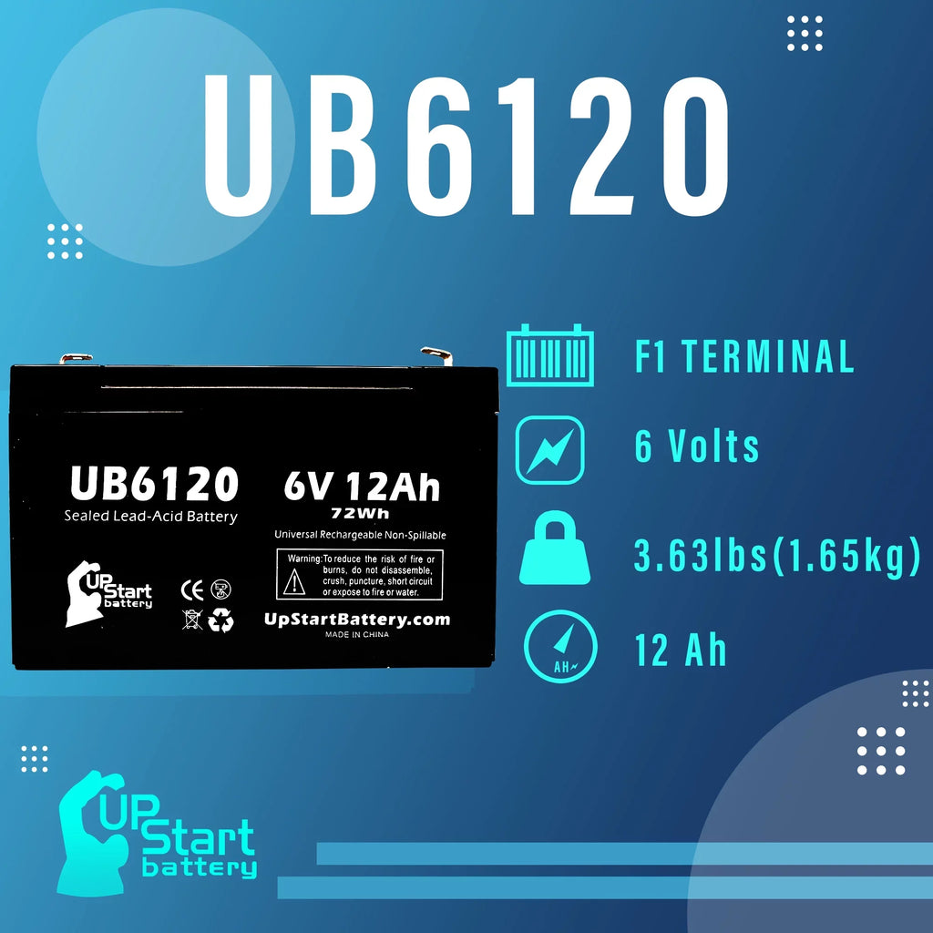 5x Pack - appropriate Tripp-Lite 850 Battery - Replacement UB6120 Universal Sealed Lead Acid Battery (6V, 12Ah, 12000mAh, F1 Terminal, AGM, SLA) - Includes 10 F1 to F2 Terminal Adapters