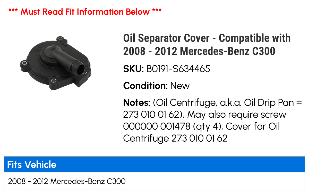 Oil Separator protector - matching with 2008 - 2012 Mercedes-Benz C300 2009 2010 2011