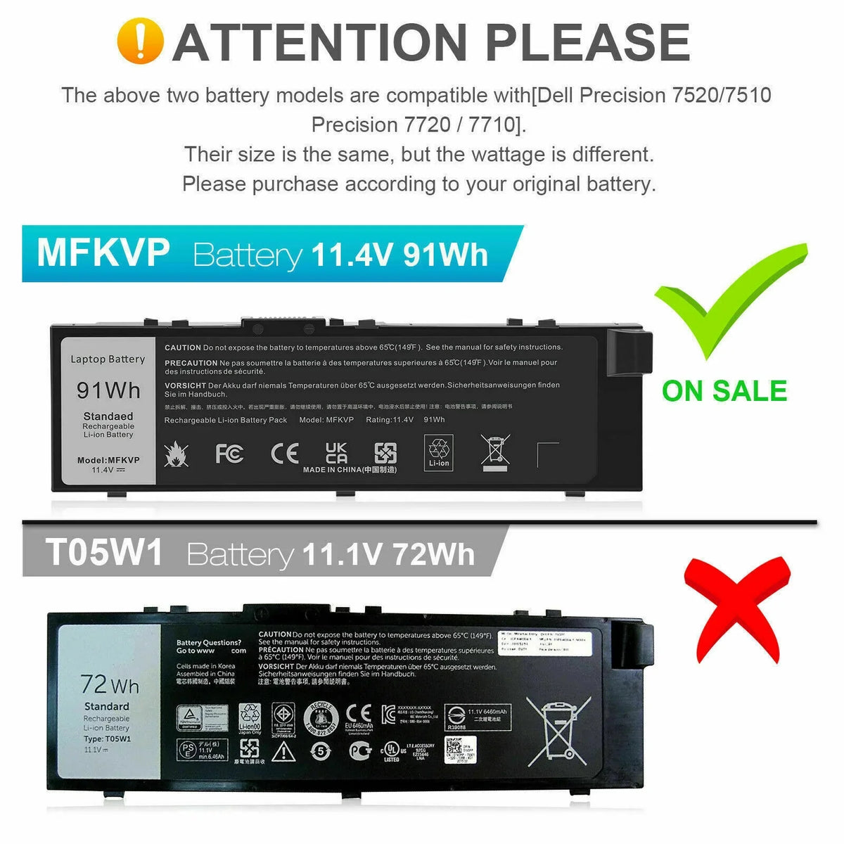 MFKVP GR5D3 Battery For  Precision 15 7510 7520 17 7710 7720 M7510 M7710 US