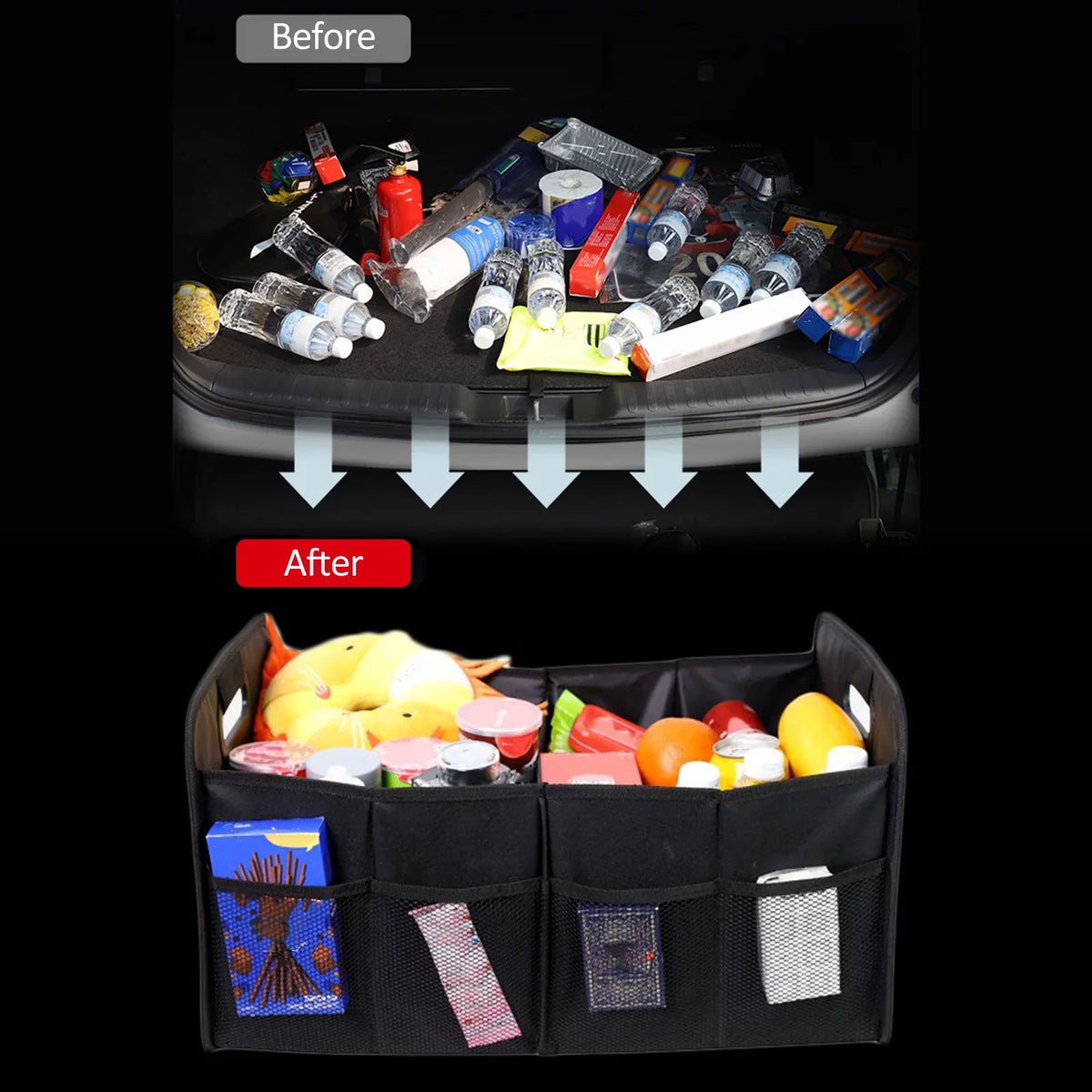 Docooler Car Trunk Organizer Car Trunk Storage Box Automotive Cargo Organizer Oxford Cloth Folding Car Storage Box 55L
