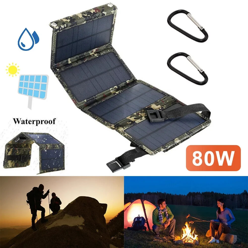 OnemayshipOnemayship Foldable Outdoor 80W USB Solar Panel Portable Phone Charger Camping Hiking Rechargeable Battery High superior