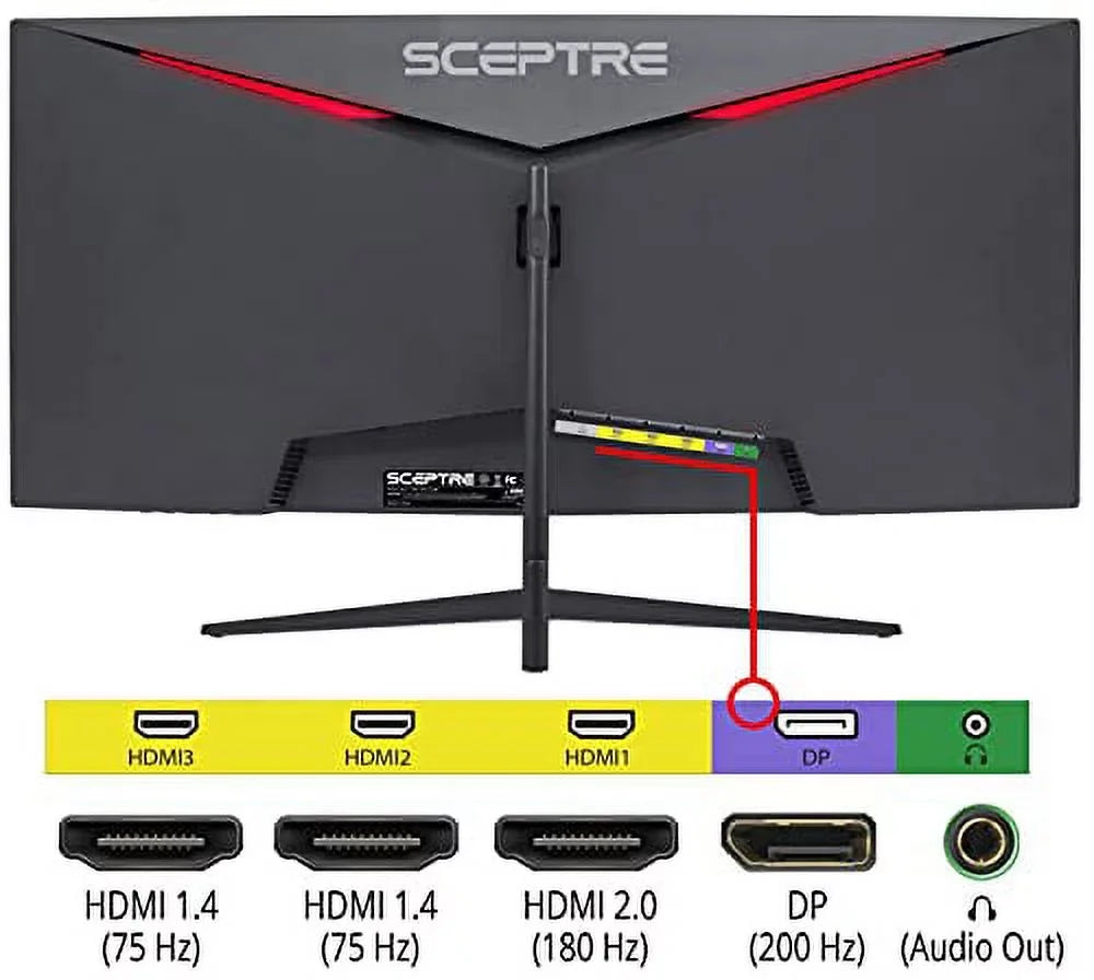 Sceptre 30-inch Curved Gaming Monitor 21:9 2560x1080 Ultra Wide Ultra Slim HDMI DisplayPort up to 200Hz Build-in Speakers, Metal Black (C305B-200UN1)