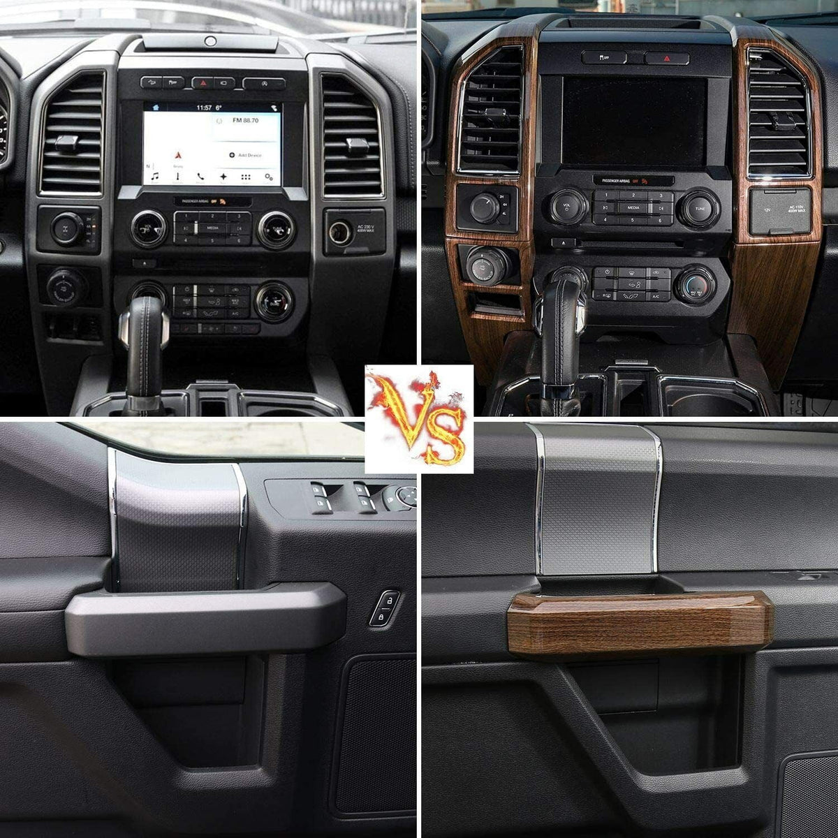 Teledu F150 + Wood Grain Interior Center Console Decoration Trim protector Kit