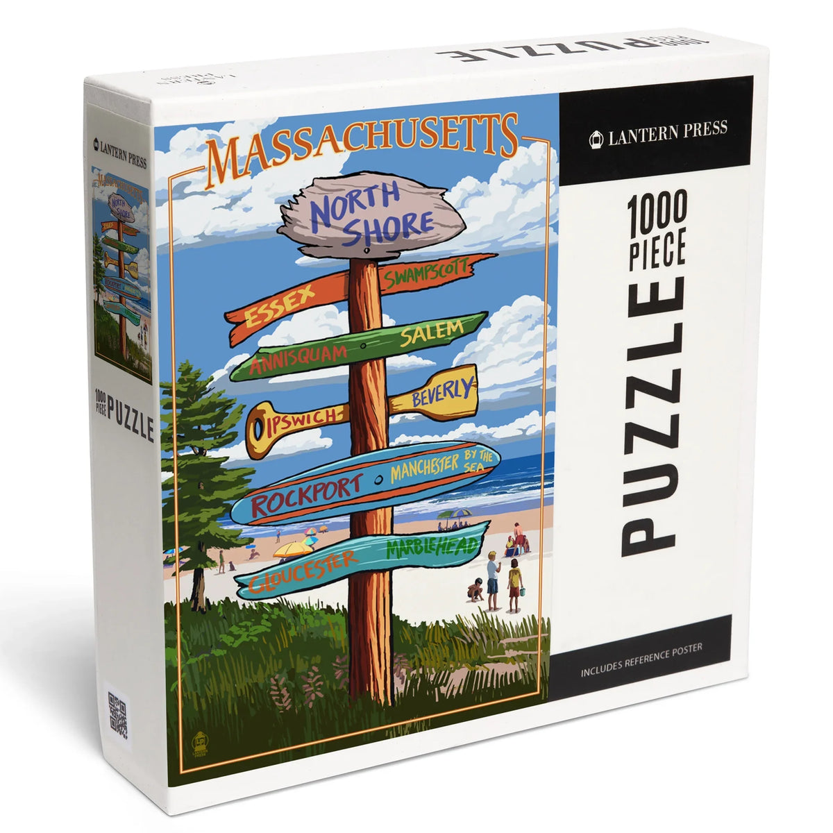 Lantern Press 1000 Piece Jigsaw Puzzle, North Shore, Massachusetts, Destinations Sign