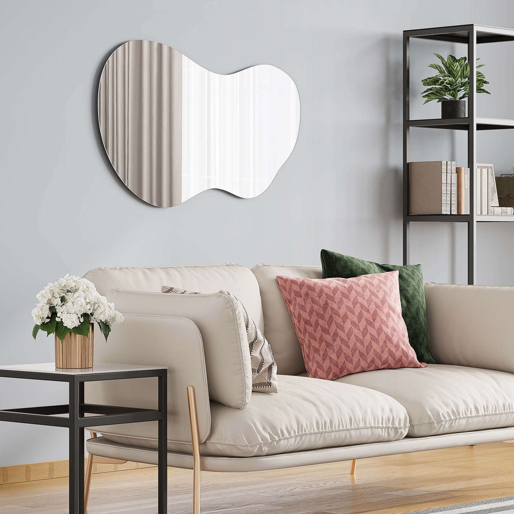 24" x 36" Asymmetrical Irregular Wall Mirror - Hotel premium Craftsmanship with Abstract Frameless Shape - HD Clarity Reflection - Mount from Multiple Directions by Barnyard Designs