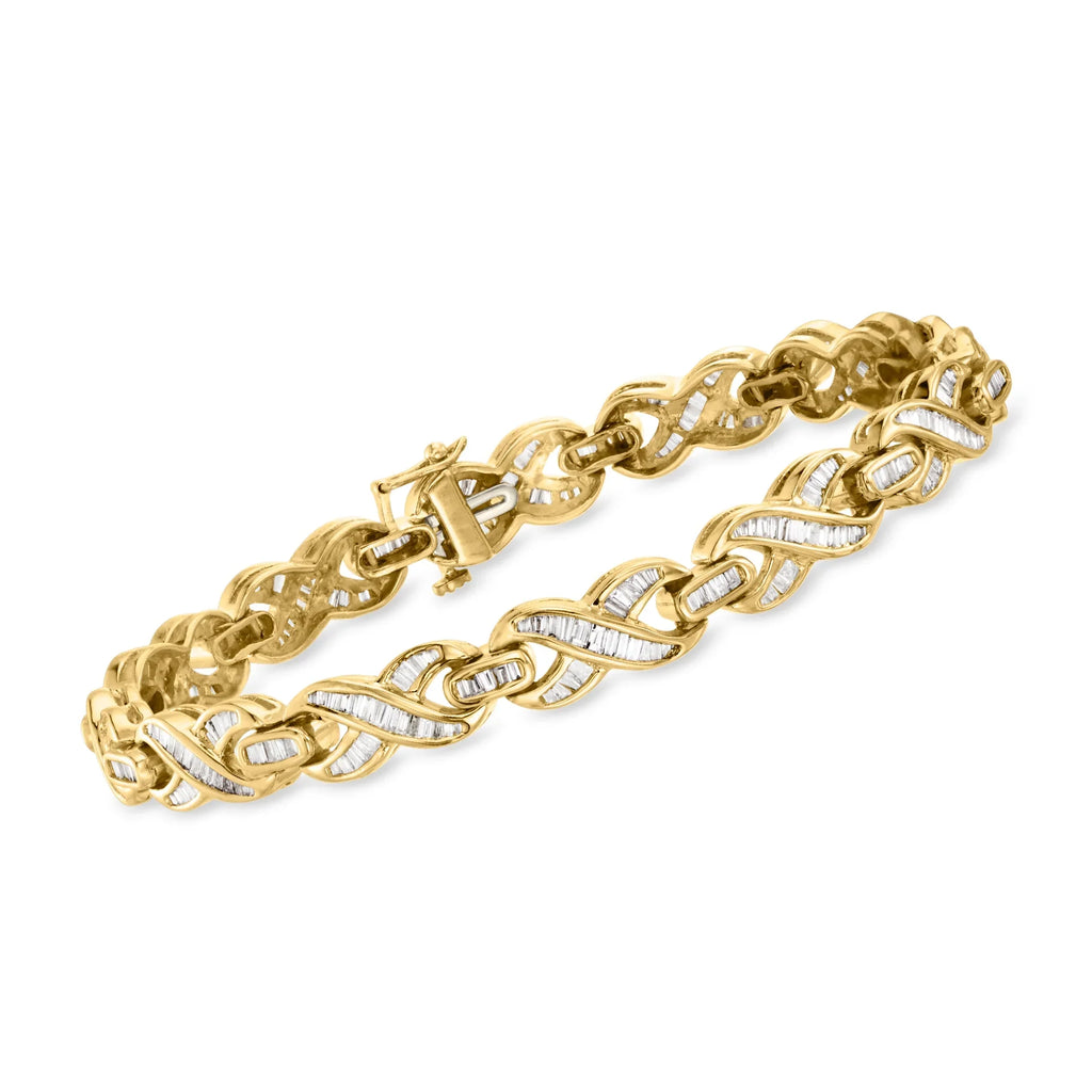 Diamond X-Link Bracelet in 14kt Yellow Gold, Women's, Adult, Pre-Owned. t.w. 1980 Vintage 3.00 ct. Ross-Simons C