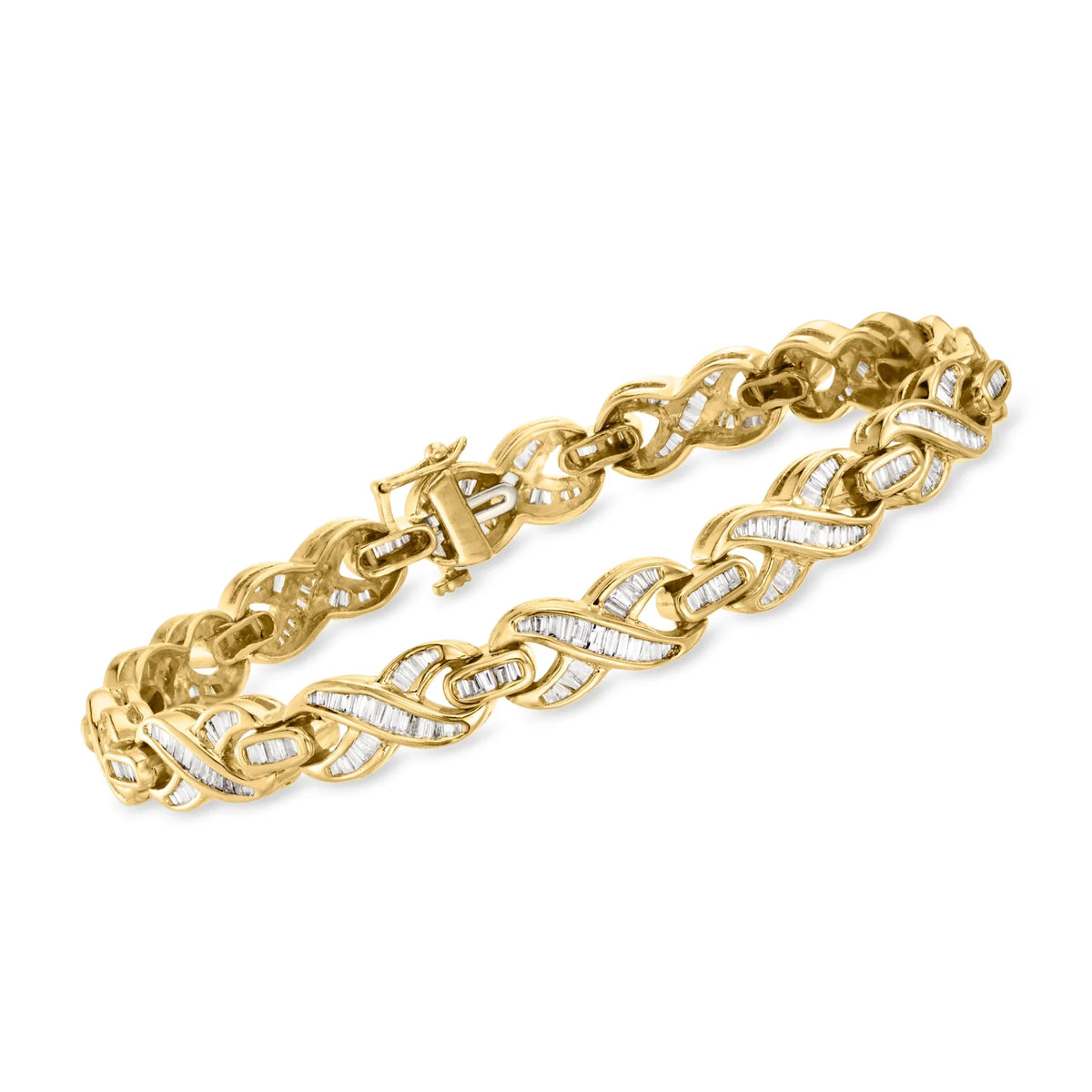 Diamond X-Link Bracelet in 14kt Yellow Gold, Women's, Adult, Pre-Owned. t.w. 1980 Vintage 3.00 ct. Ross-Simons C