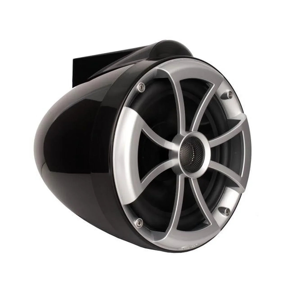 Wet Sounds ICON8B-FMINI 8" Black Tower Speakers with Stainless Steel MINI Fixed Clamps & SYN-DX2.3 1200 Watt Amplifier