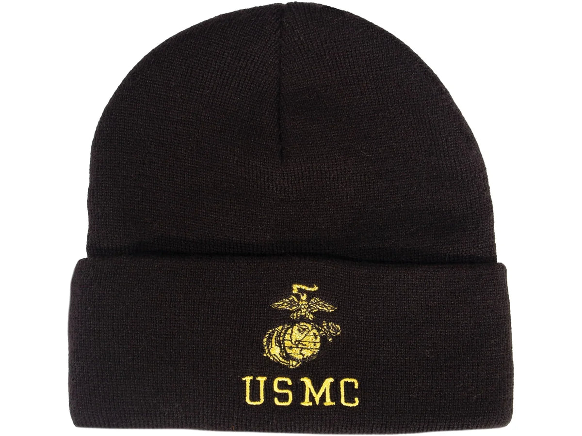 Rothco Embroidered USMC Watch Cap, Gold Eagle, Globe, & Anchor Insignia, One Siz