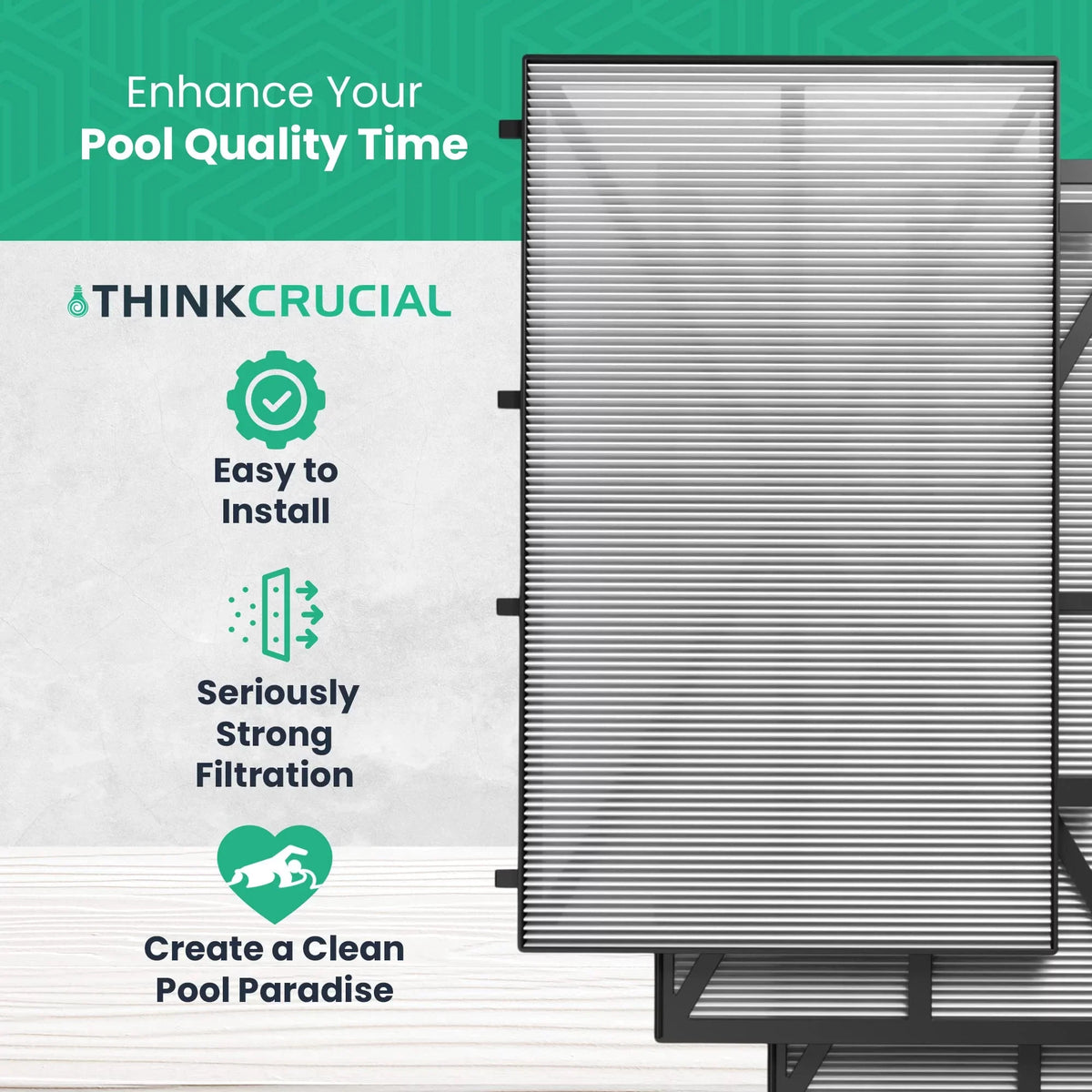 Think Crucial Replacement Ultra Fine Filters matching with Maytronics Dolphin, Nautilus CC Plus, M200, M400, M500, M4, M5, Wave 65, Wave 90, Oasis Z5 Models, Part# 9991432-R4 - Large Filter Panels