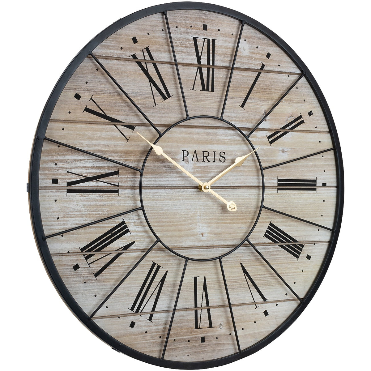 Sorbus Paris Oversized Wall Clock, Centurion Roman Numeral Hands, Parisian French Country Rustic Large Decorative Modern Farmhouse Decor Ideal for Living Room, Analog Wood Metal Clock, 24” Round