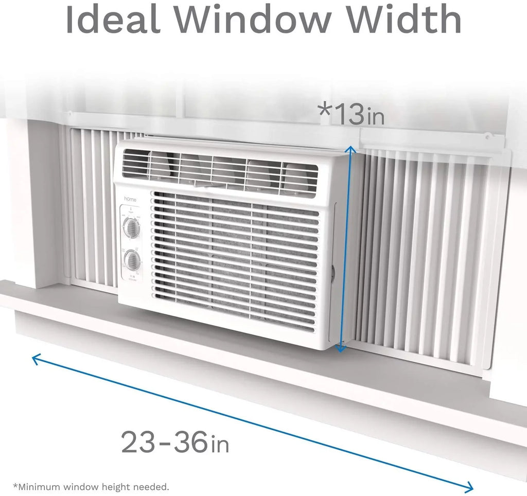 Ft.. hOmeLabs Window Air Conditioner 5000 BTU - Easy Mechanical Control Compact AC Unit with Washable Reusable Filter, 2 Cooling Speeds, 2 Fan Speeds - Ideal for Bedroom and Rooms up to 150 Sq